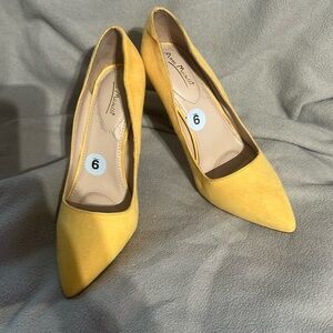 Yellow suede heels